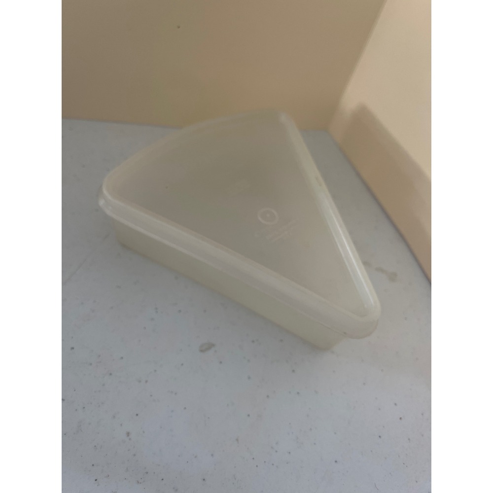 Vintage Tupperware Triangular Pie Slice Container Sheer White Wedge 1798 1799